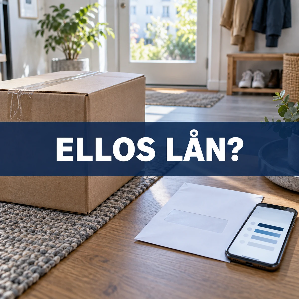 Paket skiljs från ett låneerbjudande i en svensk hall under frågan Ellos lån?
